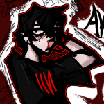 A drawing of my character Red, a black haired guy with a scar across his face smoking a cigarette